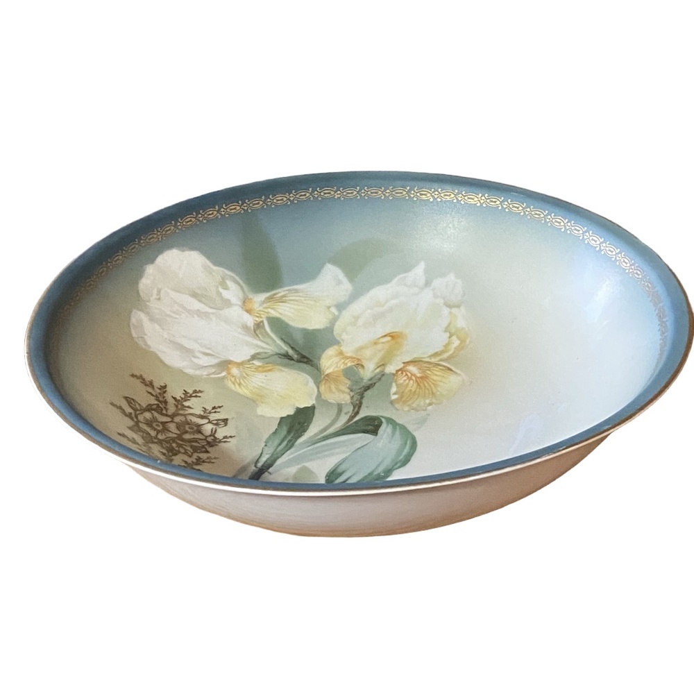 RS Silesia Germany Gold Gilt Hand Painted Tulip Porcelain Bowl c.1920s 9" - Picture 12 of 16